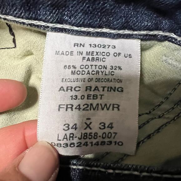 Wrangler FR 20X Bootcut Jeans Mens 34 x34 Flame Resistant Blue Denim - Picture 7 of 11